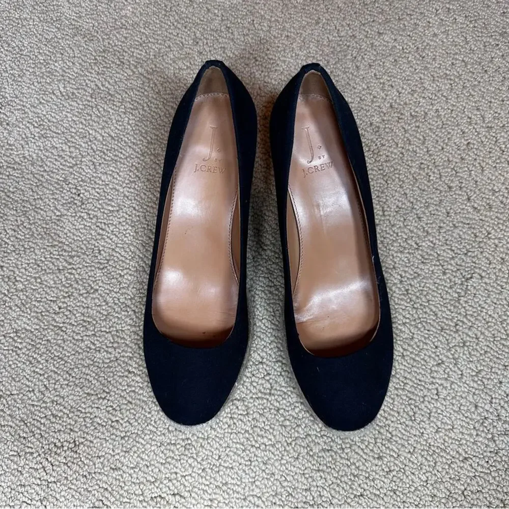 J.Crew Seville Black Canvas Wedge Espadrilles Sz 8.5 Timeless Summer Staple